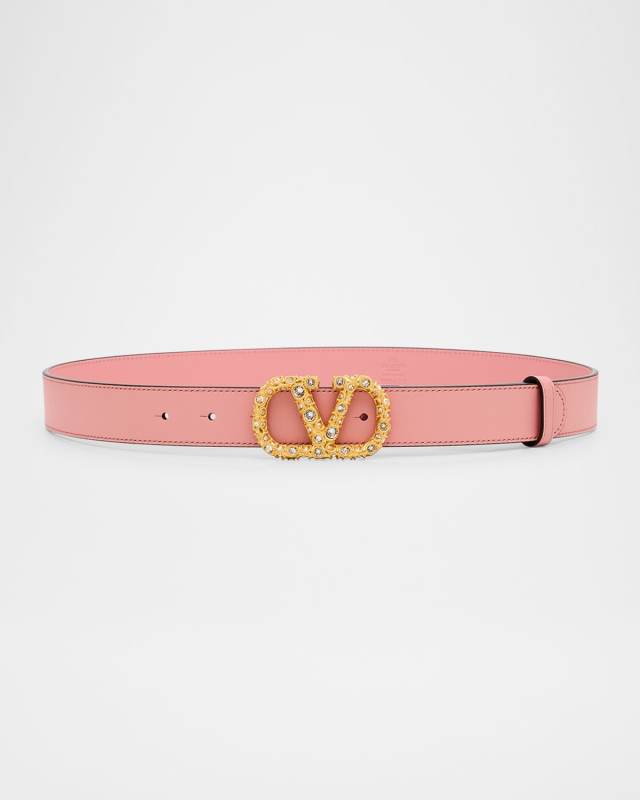 VLogo Signature Jeweled Calf Leather Belt